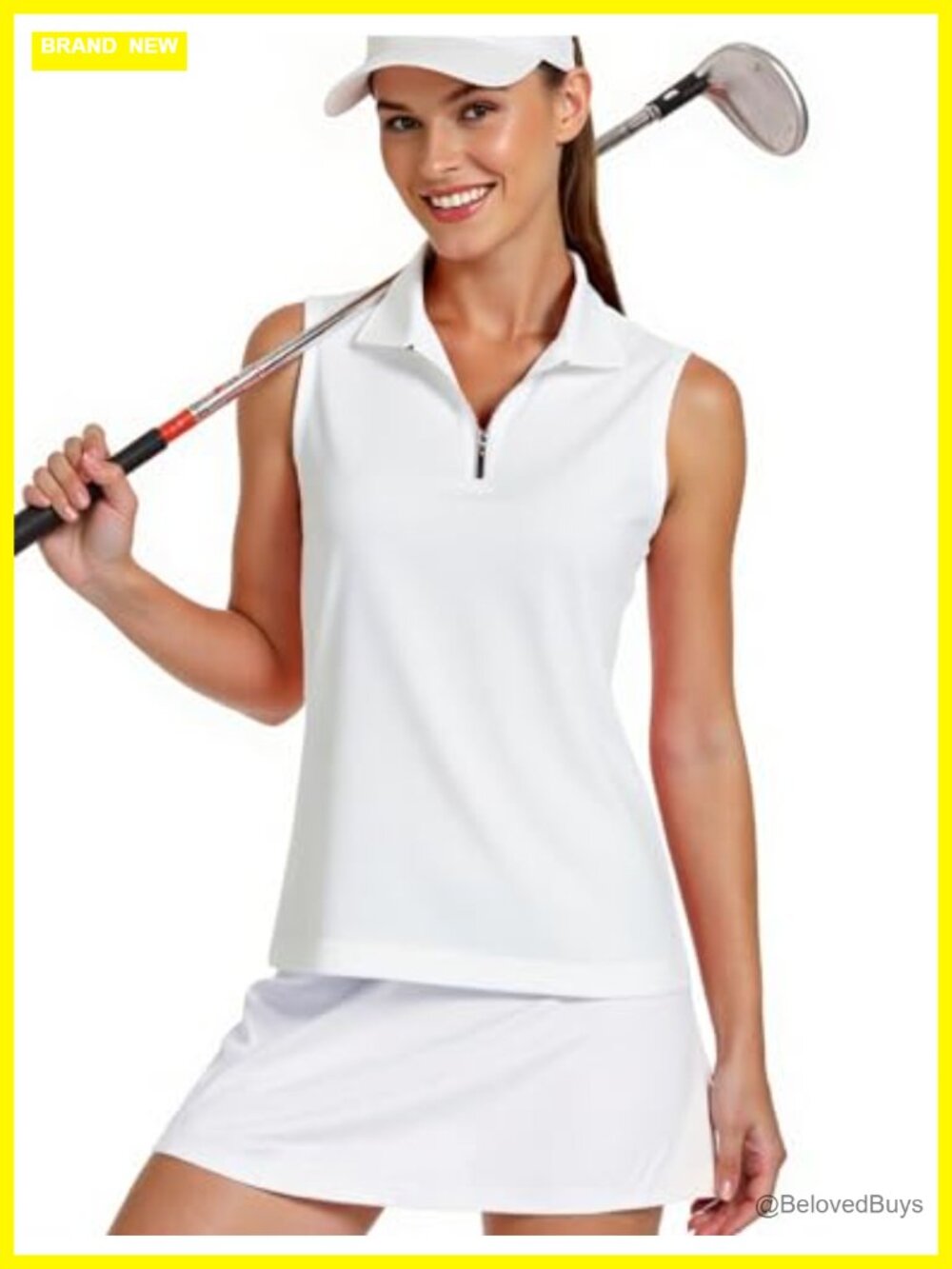 Women's Sleeveless Golf Polo Shirt UPF 50+ Quick Dry 4-Way Stretch Quarter Zip
